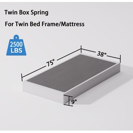 Bedsnus Twin Size Box Spring and Cover Set, 9 Inch High Profile Metal BoxSpring, Heavy Duty Structure Mattress Foundation, Noise Free, Non-Slip, Easy Assembly