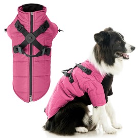 Gooby Alpine Explorer - Raspberry Rose, Large - Waterproof Jacket with Cross Lock Converter for Small Dog and Medium Dog