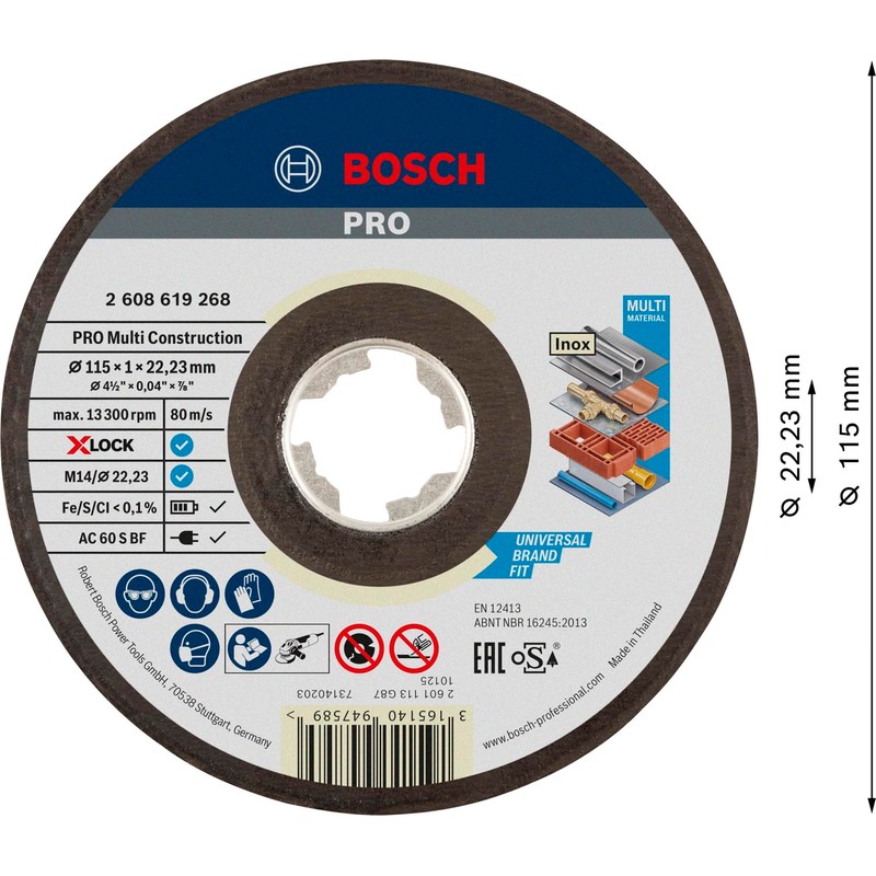 Bosch Professional 1x Straight Cutting Disc (for MultiMaterial, X-LOCK, Diameter