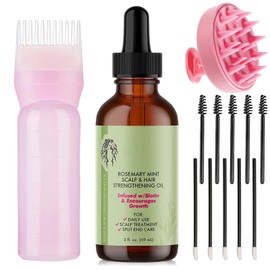 59ml Rosmarinöl Bio Haare Set mit Kopfhaut Massagebürste&Haarwerkzeuge Applikator Ätherisches Rosemary Oil Haarwachstum Haaröl Rosemary Essential Oil Für Pflegt die Kopfhaut und Reduziert Haarausfall