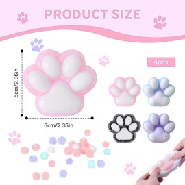 JINJUMEI Pack of 4 Cat Paw Squeeze Toy, Cat Paw Squeeze Toys, Stress Relief Fidget Toys, Anti Stress Toy, Cute Soft Cat Paws Squeeze Toys for Anti-Stress Ball, Adults, Children
