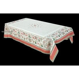Tissus Toselli French Provencal Coated Tablecloth Edelweiss, Reindeer, Alps Holiday 59X79