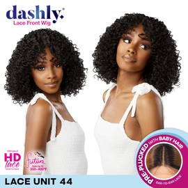 Sensationnel Dashly lace Front Wig - unit 44 lace curly bangs hand tied ear to ear soft lace synthetic with baby hair 5 Inch Deep Part - Dashly lace Unit 44 (COPPERPUMPKIN)