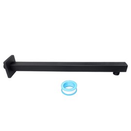 NearMoon 16 Inch Shower Arm, Rain Shower Head Extension Extender, With Flange and Teflon Tape, Made of Thicken Stainless Steel for Bathroom Rainfall Showerhead (Matte Black)