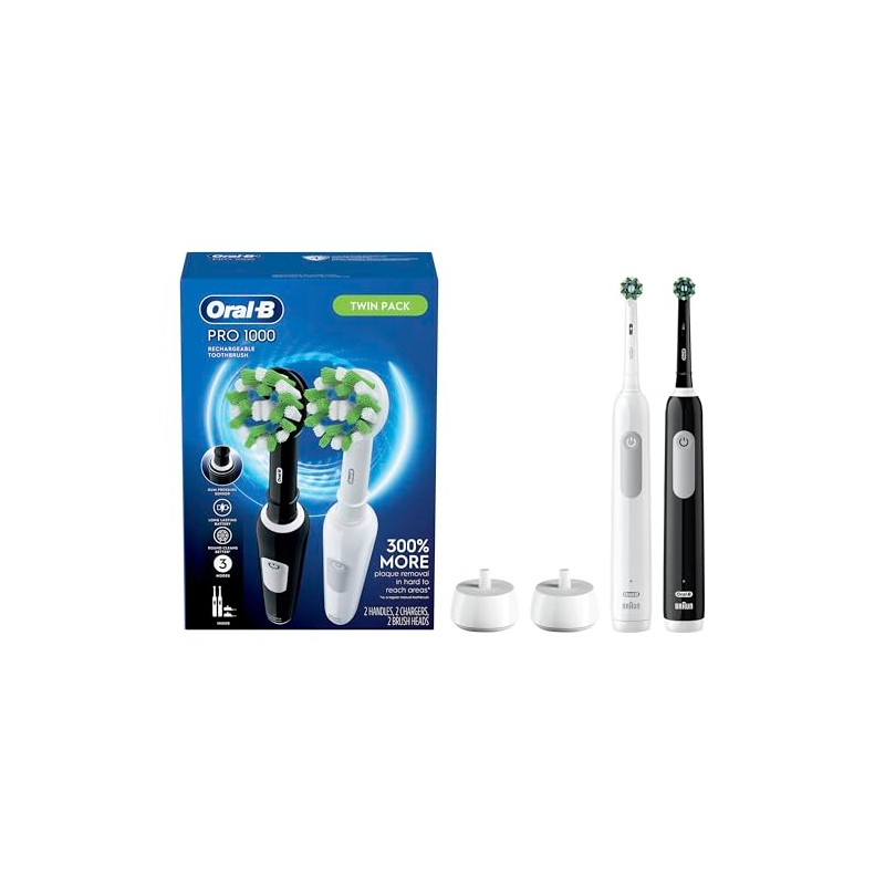 Oral-B Pro 1000 CrossAction Electric Toothbrush, Black and White, 2
