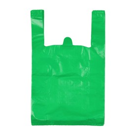 LazyMe 12 x 20 inch Plastic Green T Shirt Bags, Handle Shopping Bags, Multi-Use Large Size Merchandise Bags, Green Plain Grocery Bags, Durable (100, Green)