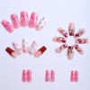 Pink Press on Nail Medium Square Fake Nails with 3D