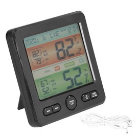 Indoor Temperature Humidity Gauge Clock Large Screen Electronic Digital Display Thermometer Hygrometer TS‑6211Black
