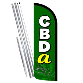 Vista Products CBDA Premium Windless Feather Banner Flag Kit (Flag, Pole, & Ground Mt)