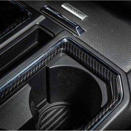 Voodonala Carbon Fiber Grain Cab Gear Shift and Cup Holder Trim Sheet Kit Interior Accessories for Ford F150 2016 2017 2018 2019 2020 (NOT FIT 21+)