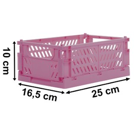Brandsseller Foldable Folding Box 25 x 16.5 x 10 cm Sturdy Shopping Basket Stackable Transport Basket Storage Box Set – Pink