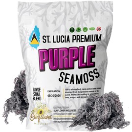 Purple Sea Moss – Wildcrafted Raw Irish Moss from St. Lucia | Organic Superfood, Nutrient-Rich, Supports Skin, Energy & Immune Health – 4oz (Yields 64–90oz Seamoss Gel) by Sunflower Wellness