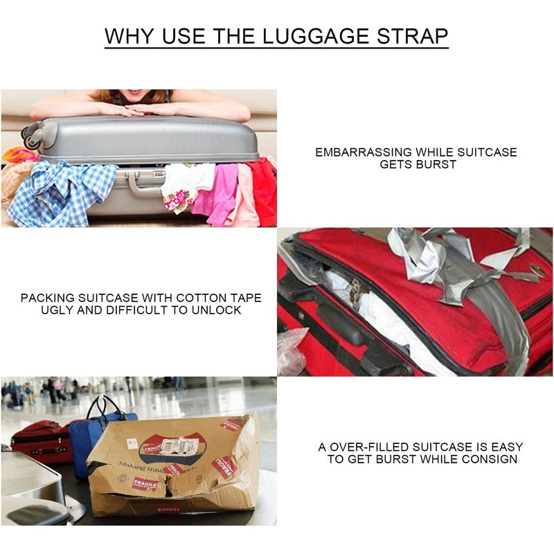 THJOPOKEEL 4Pack Multicolor Luggage Multicolor Straps Suitcase Belt Heavy Duty
