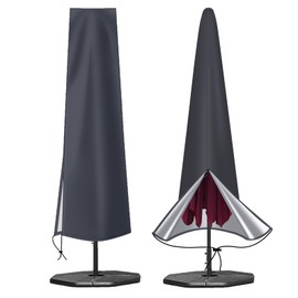 OKPOW Patio Umbrella Cover for 7-11ft Outdoor Umbrellas - 420D Waterproof Garden Market Umbrella Cover - Windproof Outside Parasol Covers for Deck Pool Beach Umbrellas