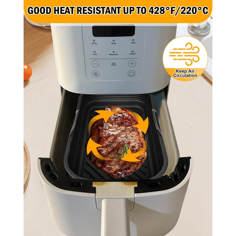 Air Fryer Silicone Liners Collapsible 2-Pack for bella 6Qt(5lb) Slim