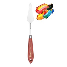 MECCANIXITY Pack of 1 Palette Knife No.18, 9.4" Long Palette Knives with Stainless Steel Flexible Spatula Pallet Knife and Wood Handle for Scraping, Mixing, Oil Acrylic Painting Canvas