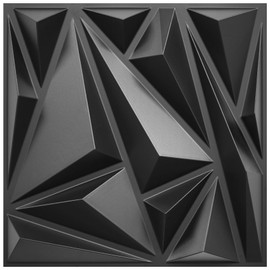 STICKGOO 50 Pack 3D Wall Panels for Interior Wall Decor, Modern Diamond Wall Panels, 12''x12'' Black Accent Wall Covering Panels for Gaming Room Bedroom TV Background