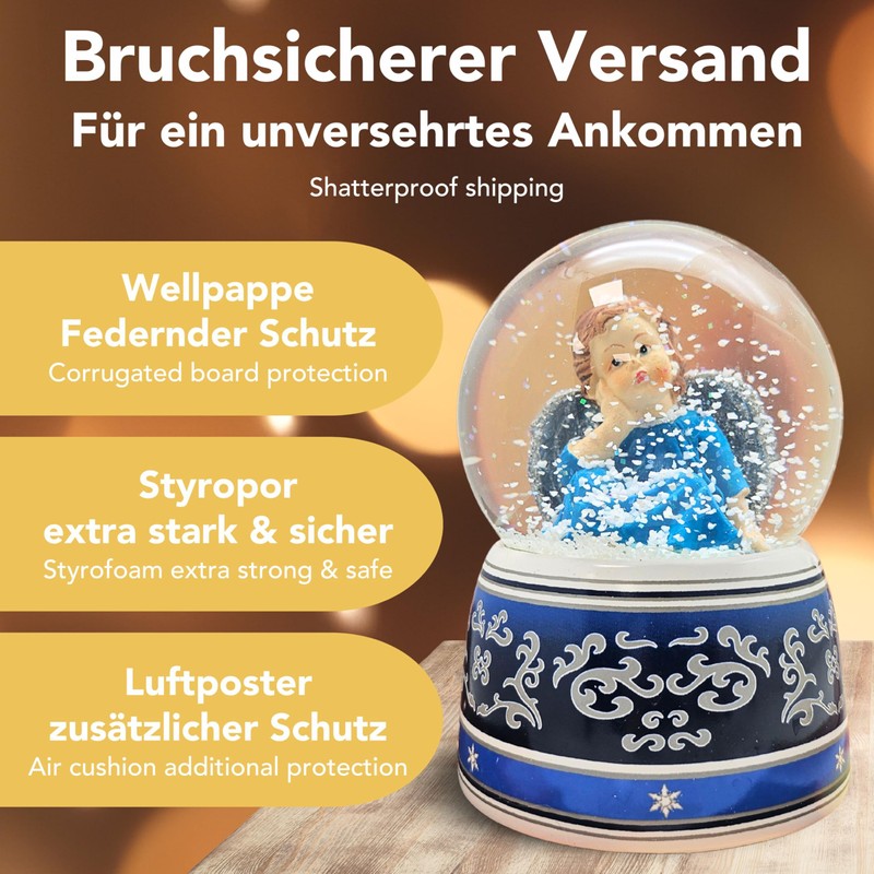 Snow Globe Christmas Music Box | Angel Blue Dreamy |