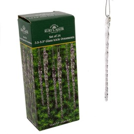 Kurt Adler 3-1/2-Inch-5-1/2-Inch Clear Glass Icicle Ornament Set of 24 Pieces (4)