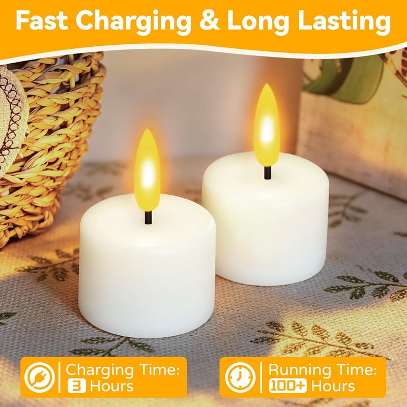 Rechargeable Tea Lights Flameless Candles with Remote Timer Coated with