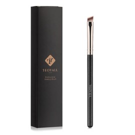 TEOYALL Flat Angled Eyeliner Brush, Soft Thin Slanted Synthetic Bristles Precision Eyebrow Brush For Brow Powder Gel Eye Liner