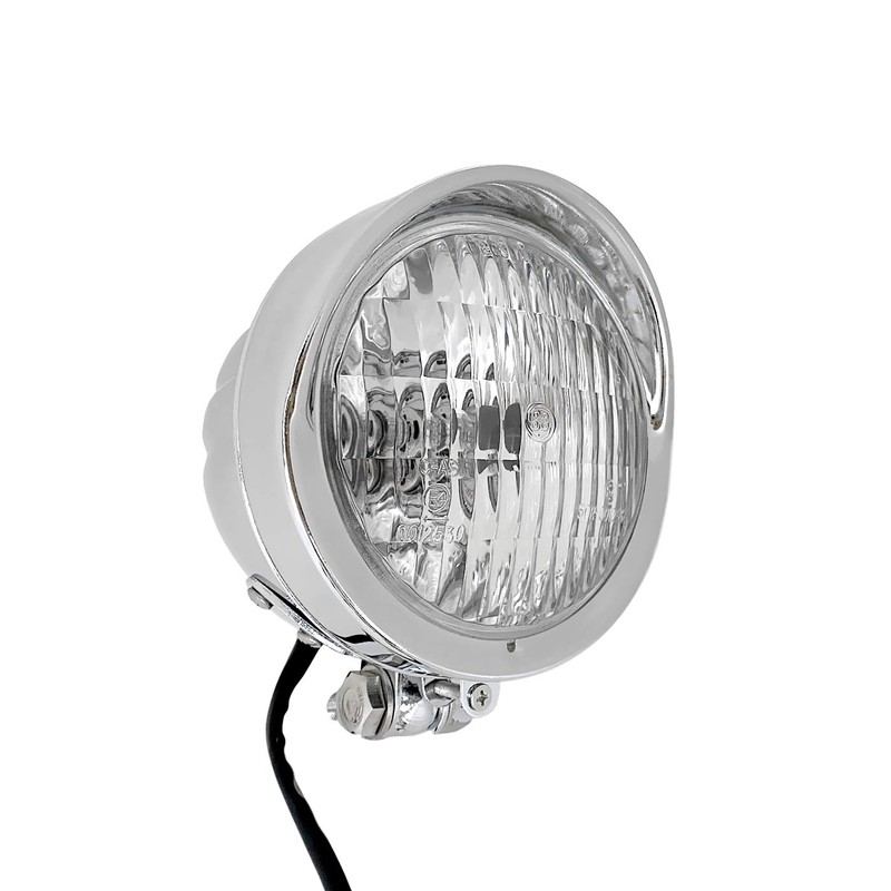 FATECIM 4.5" Motorcycle Headlight Aluminum Visor Bullet Chrome Head Light