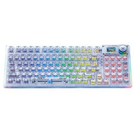 AULA F98 Pro Wireless Mechanical Keyboard with Transparent Keycaps,Hot-swappable,Pre-lubed Linear Switches,Gasket Structure,RGB Backlit,OLED Screen,BT5.0/2.4G/USB-C Wired Computer Keyboard