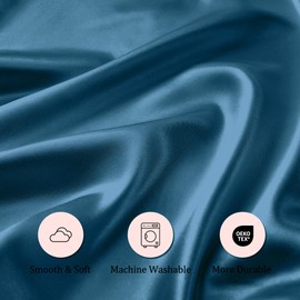 Seiwohl Satin Pillowcases for Hair and Skin 2 Pack & Satin Hair Scrunchie and Bonnet Set, Silky Pillow Cases with Envelope Closure, Vintage Indigo, Standard Size 50x75 cm