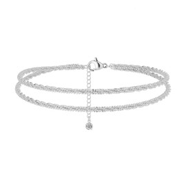 Bcenoilua Anklet for Women Layered Anklet Women Beach Summer Multilayer Gold Silver Chain Adjustable Stainless Steel Jewellery Anklet Set for Women and Girls