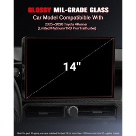 ASZSK For 2025~2026 Toyota 4Runner (Limited/Platinum/TRD Pro/Trailhunter) 14 Inch Glossy Screen Protector - [More Clear& Smooth] - Mil-Grade 9H+ Tempered Glass - Touchscreen *1