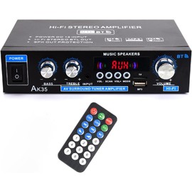 AK35 Stereo Amplifier Home Audio Bluetooth 5.0 Max 200W 2.0 Channel Mini Amplifier Stereo Receivers for Car, Home Party, Audio Amplifier AMP w/USB/TF Card/AUX Input/Bass & Treble Control
