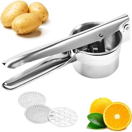 Prensador de patatas - Machacador de Papas, Aplastador de Papas, Potato Ricer Acero Inoxidable Prensa de Mano Ergonómica Machacador Profesional
