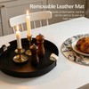 HARLIANGXY Decorative Round Tray Ø 28CM, Valet Tray with Leather-padded,