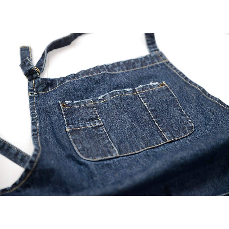 Pincy Denim Apron, Unisex Adjustable Bib Apron with Pockets for