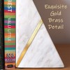 Marble Bookends Handcrafted Heavy Marble Triangular Bookshelf Decor Brass Inlay