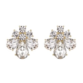 EVER FAITH Flower Stud Earrings for Women Girls Rhinestone Crystal Wedding Bridal Drop Earrings, Crystal