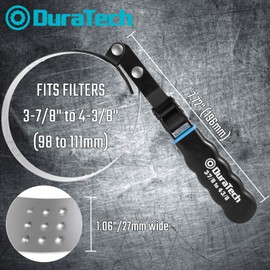 DURATECH Large Swivel Oil Filter Wrench, Oil Filter Removal Tool, Fits Filters 3-7/8"-4-3/8", Ideal for Car Repair Tools