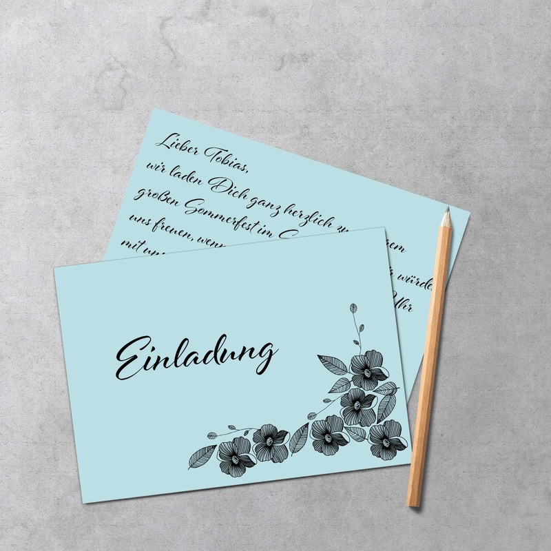 50 DIN A5 Single Cards Paper Sheets – Light Blue