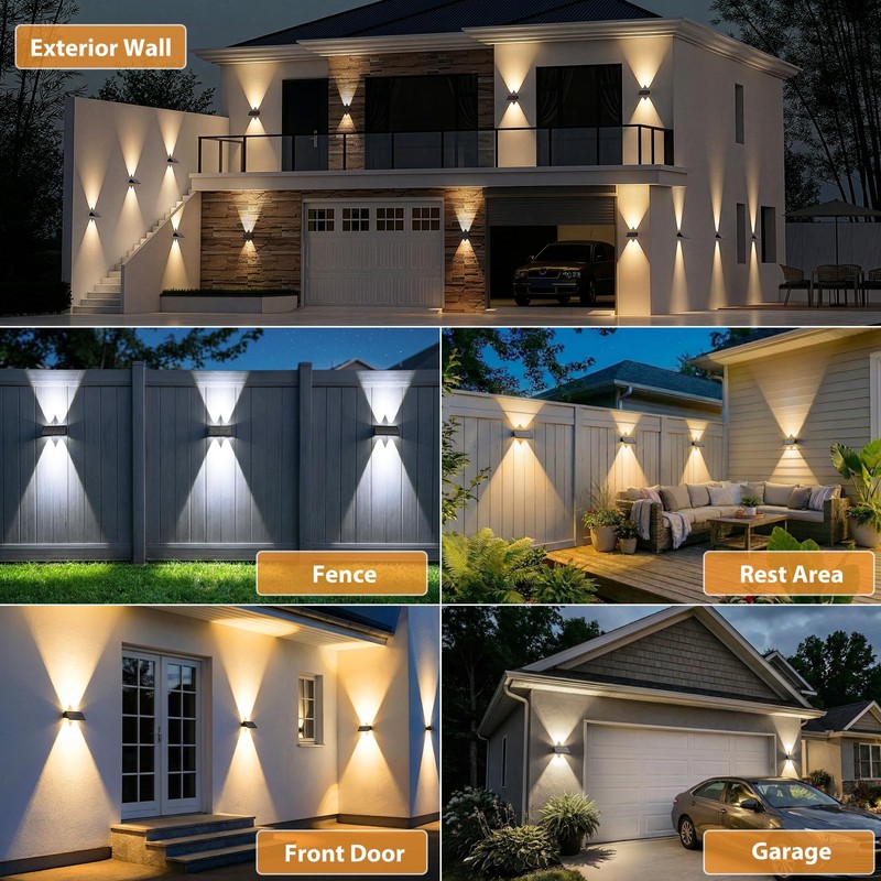 Solar Wall Lights Outdoor,8 PACK 3000/4000/6000K 3 Modes Up and