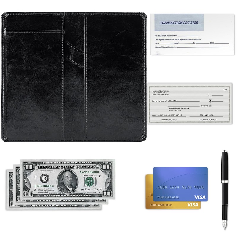 Aurya Leather Checkbook Covers for Personal Checkbook, Checkbook Holder with