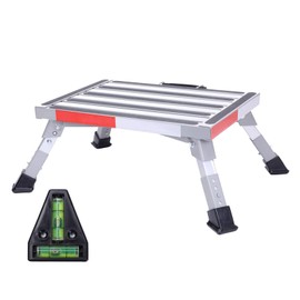 Homeon Wheels RV Step Stool, Adjustable Height Aluminum Folding Platform Step Ladder with Non-Slip Rubber Feet, 1000 lbs Capacity, Heavy Duty RV Steps for Trailer, Truck, Outdoor Use