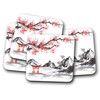 4 Set - Japanese Scene Coaster - Cherry Blossom Mountains