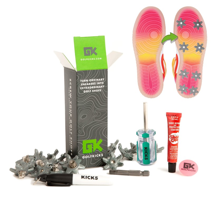 Golfkicks ゴルフトラクションキット スニーカー用 DIYゴルフスパイク付き あらゆる靴にゴルフクリートを追加 20個入り グレイ