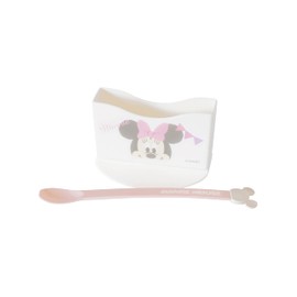 Nishiki Kasei Children's Plate, Minnie Mouse Retort, Baby Food, Stand, Retort Pouch, Nursing Bag, Made in Japan, Includes Long Spoon, Dishwasher and Dryer Safe