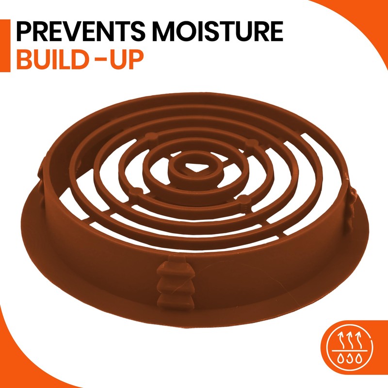 10 x Golden Oak, Tan Plastic 70mm Round Soffit Air