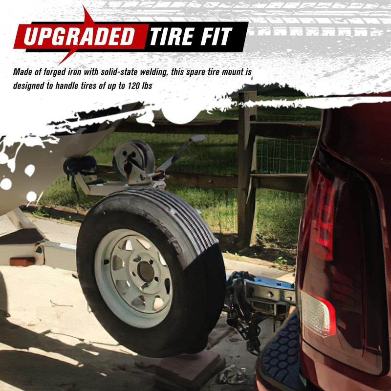 FIERYRED Trailer Spare Tire Mount with Lock, 120LBS Spare Tire