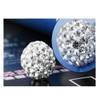 Merdia S925 Sterling Silver Simulated Crystal Ball White Ball Shaped