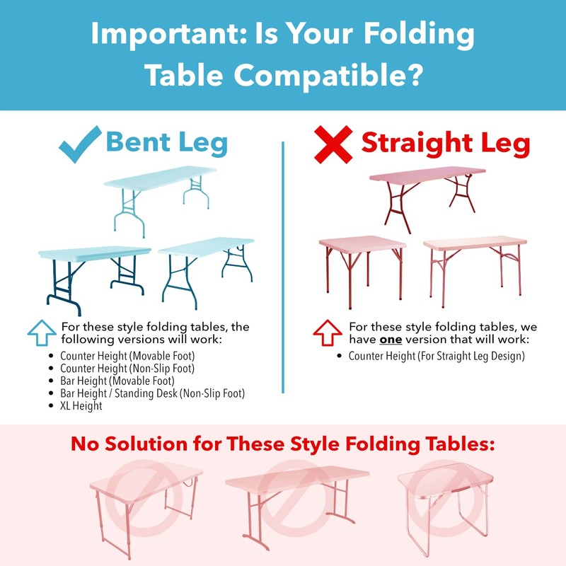 Lift Your Table® Folding Table Risers - Counter Height (Movable