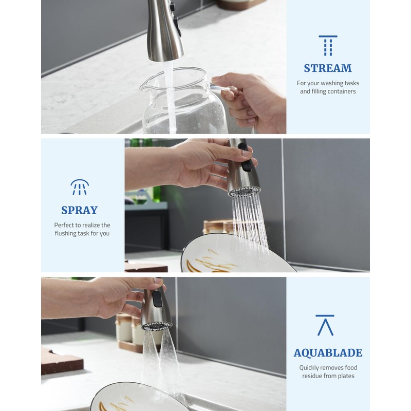 Metal Kitchen Faucet Head Replacement - with 15 Adapters, Low-Lead