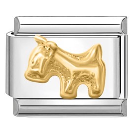 Quiges - 9mm Italian Style Charm Link Module Stainless Steel Golden Doggy for Italian Style Bracelets
